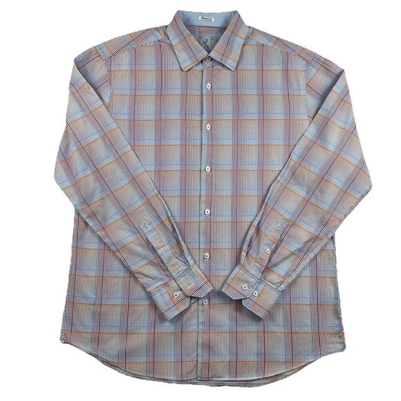 Bugatchi Men Shirt Button Up Long Sleeve Seersucker Pastel Tattersall-XL - Picture 2 of 14